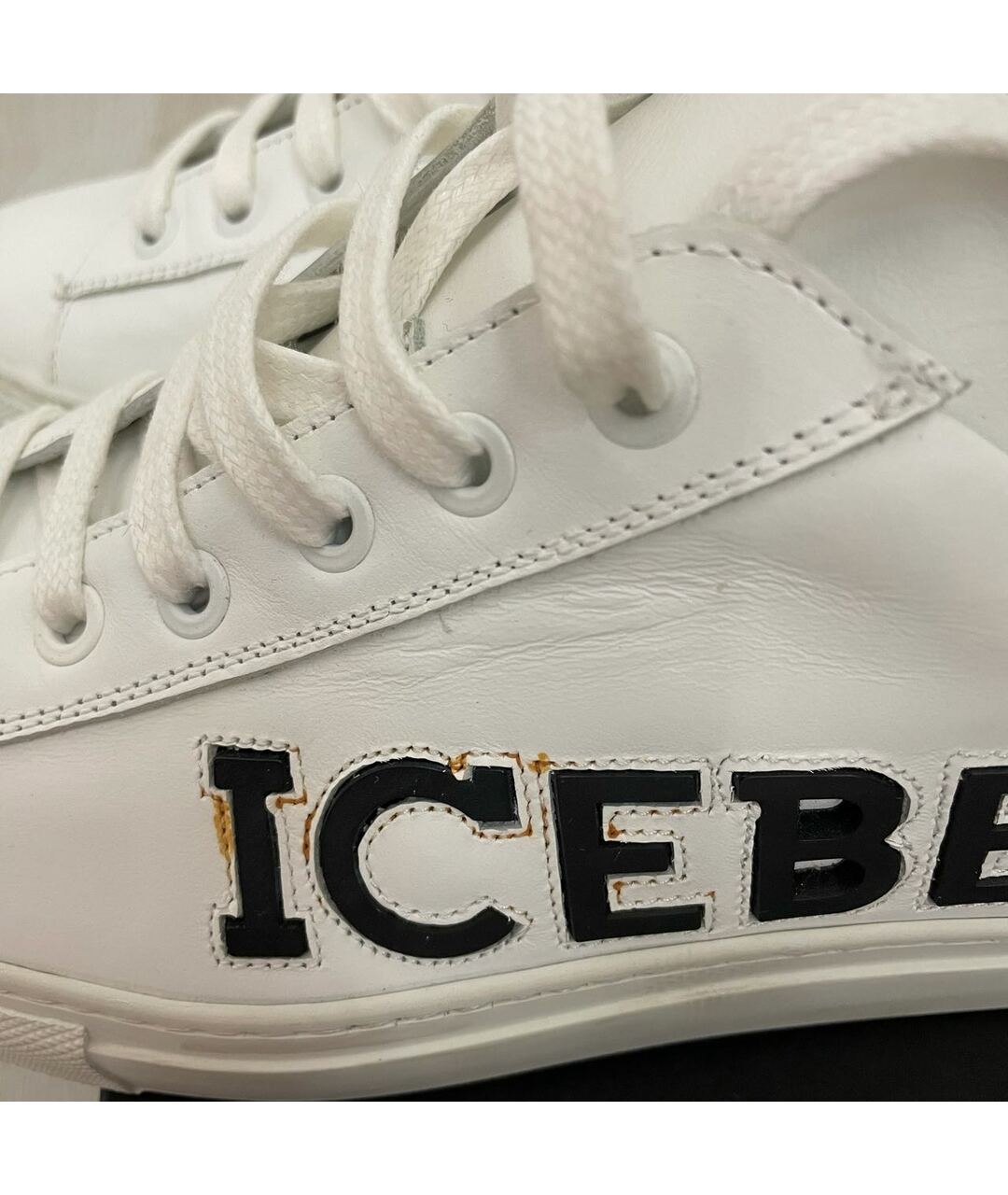 ICEBERG Белые кожаные низкие кроссовки / кеды, фото 6