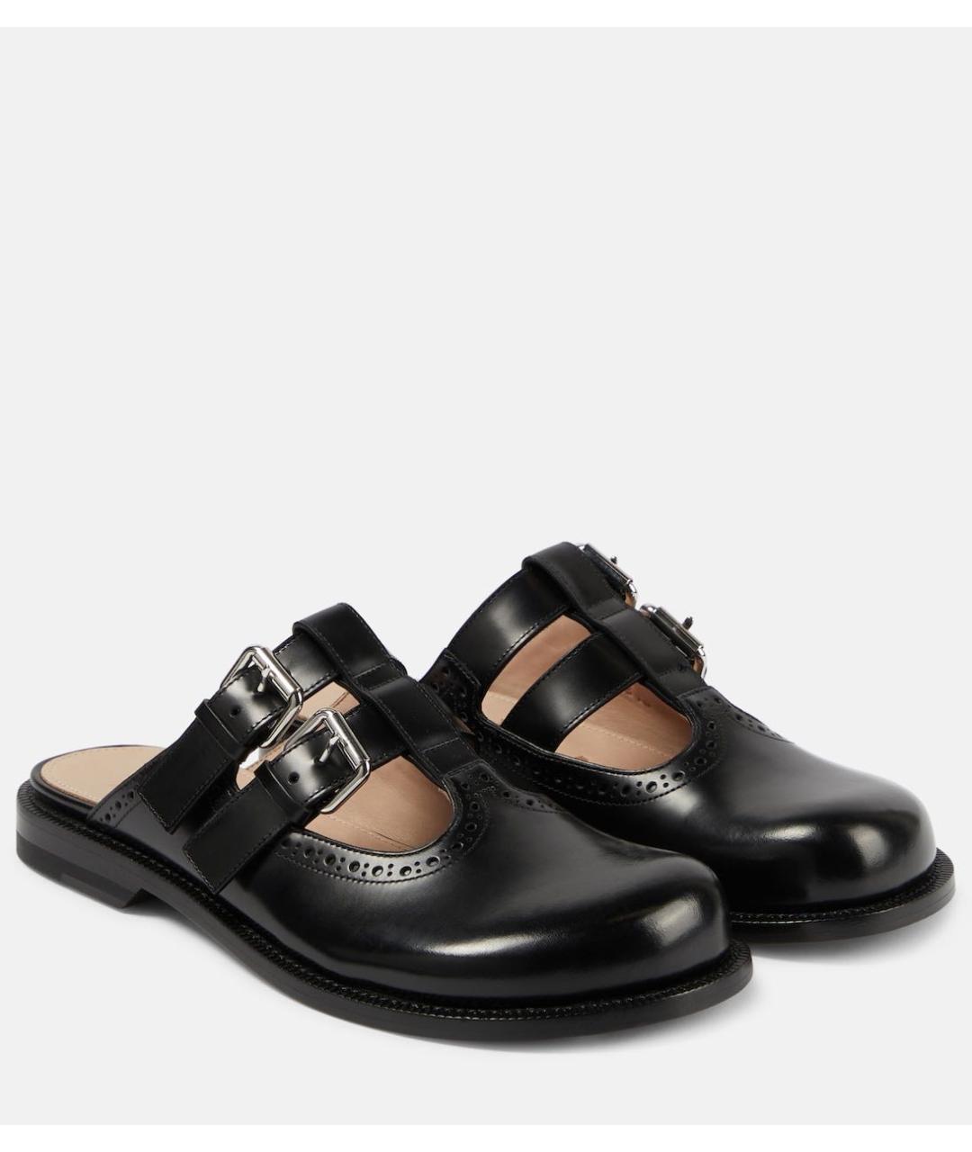 LOEWE Черные кожаные мюли, фото 4