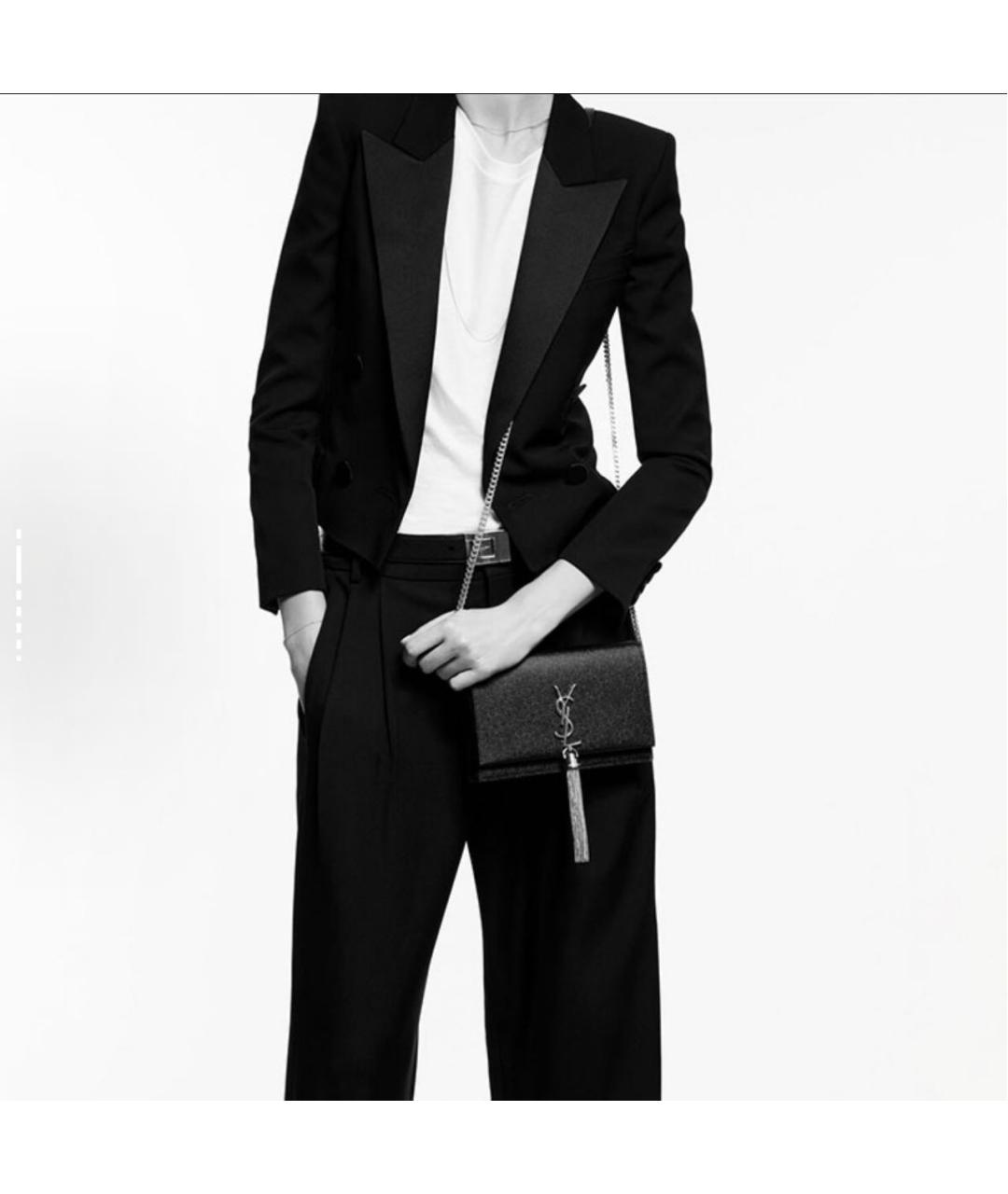 SAINT LAURENT Черная кожаная сумка через плечо, фото 6