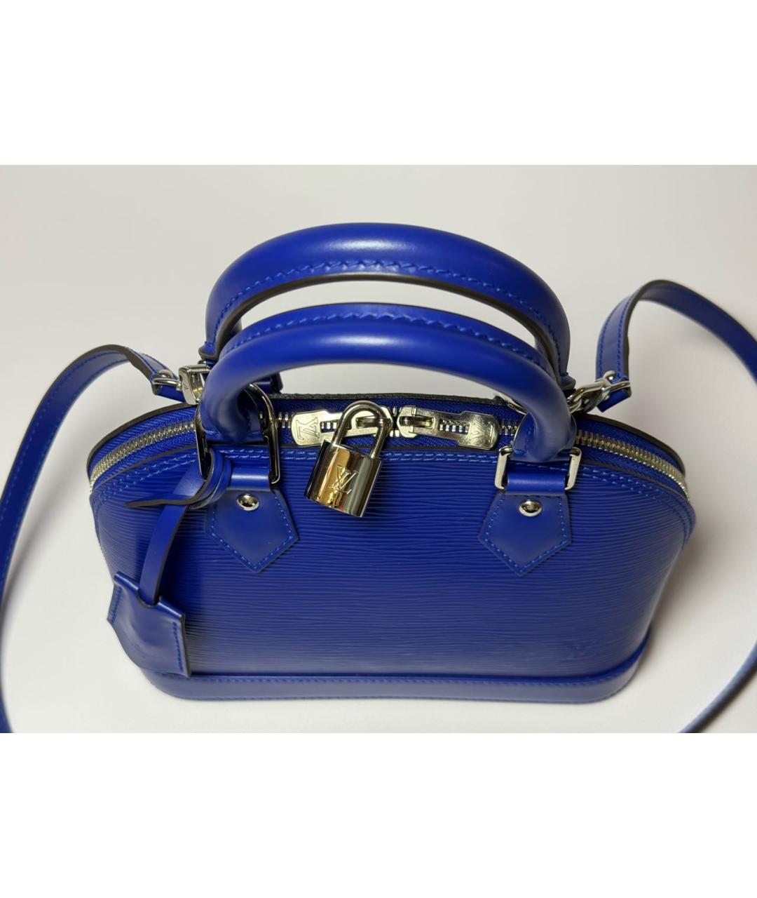 LOUIS VUITTON Синяя кожаная сумка с короткими ручками, фото 8