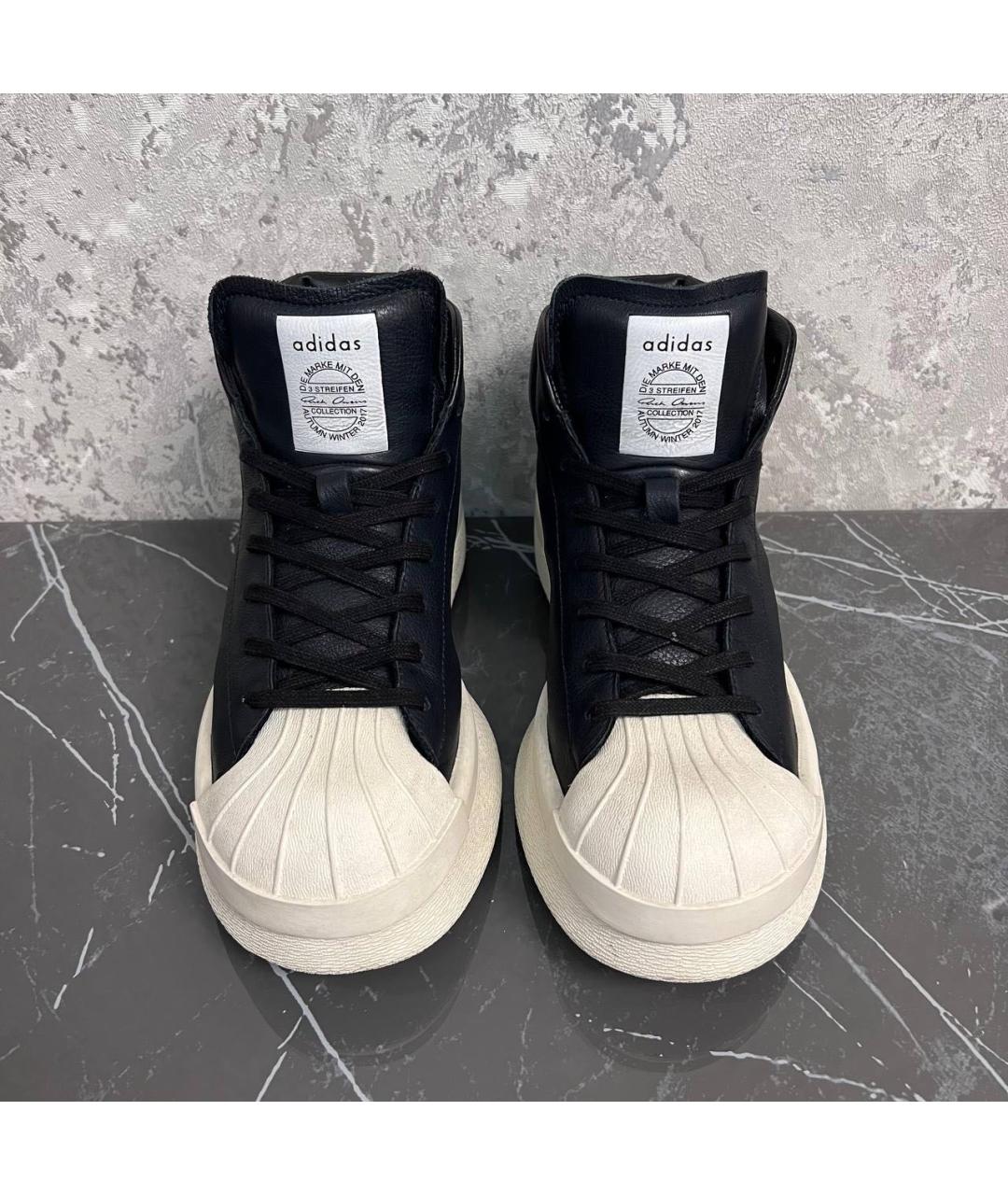 RICK OWENS Черные кожаные кроссовки, фото 2