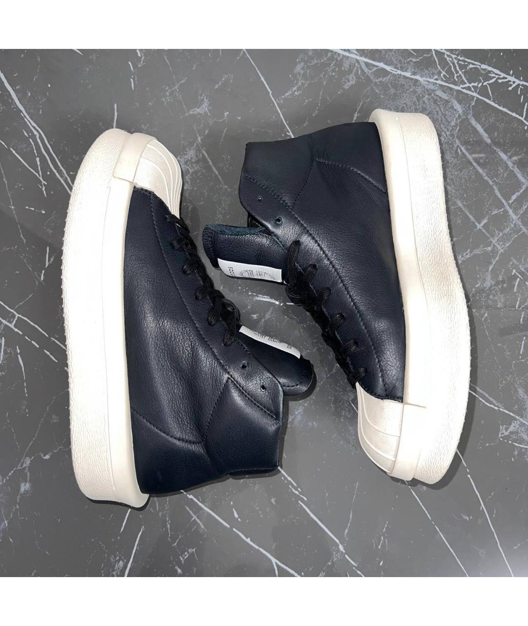 RICK OWENS Черные кожаные кроссовки, фото 5