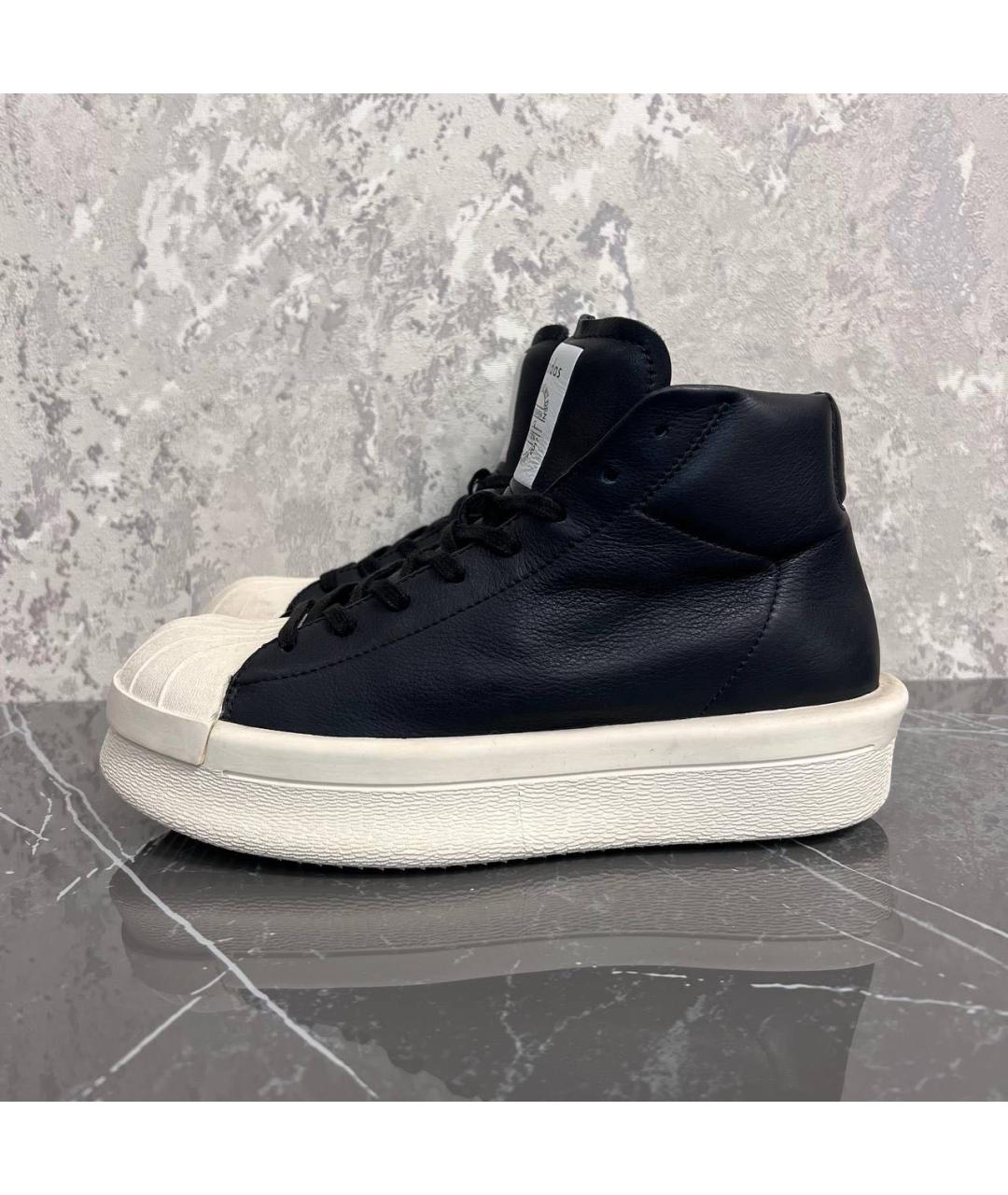 RICK OWENS Черные кожаные кроссовки, фото 9