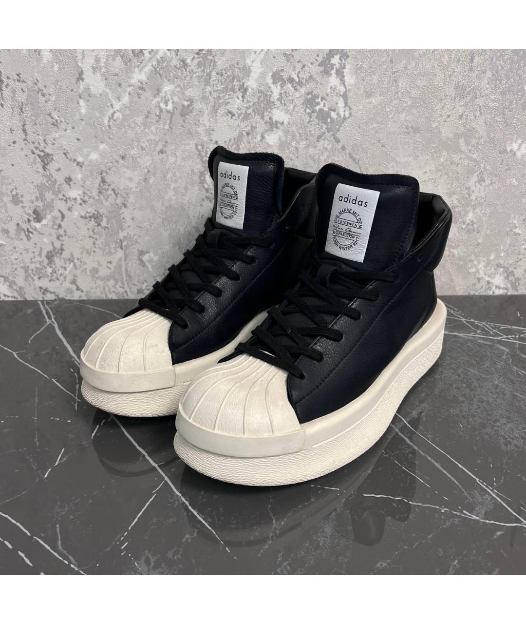 RICK OWENS Черные кожаные кроссовки, фото 3