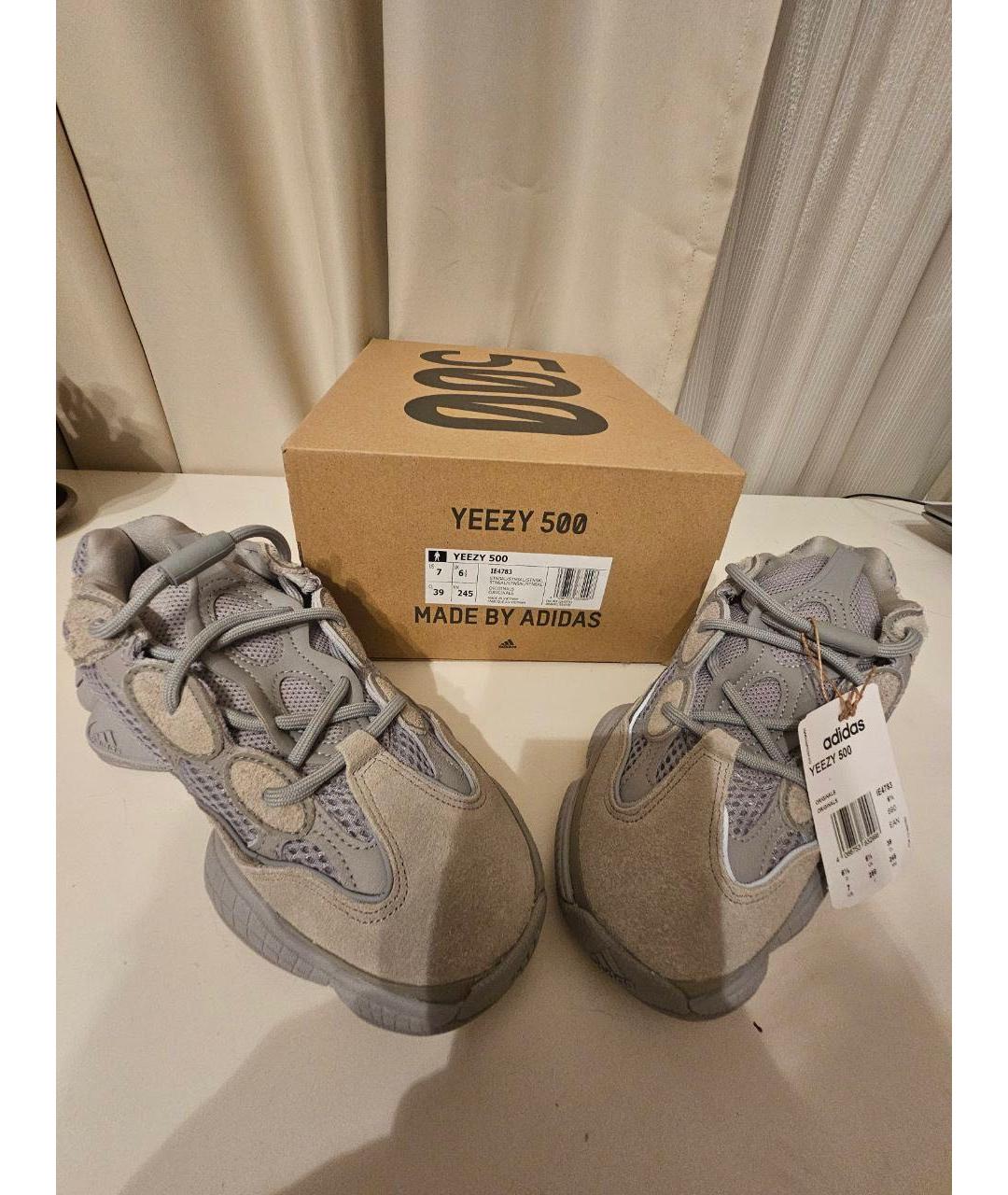 ADIDAS YEEZY Бежевые кожаные кроссовки, фото 3