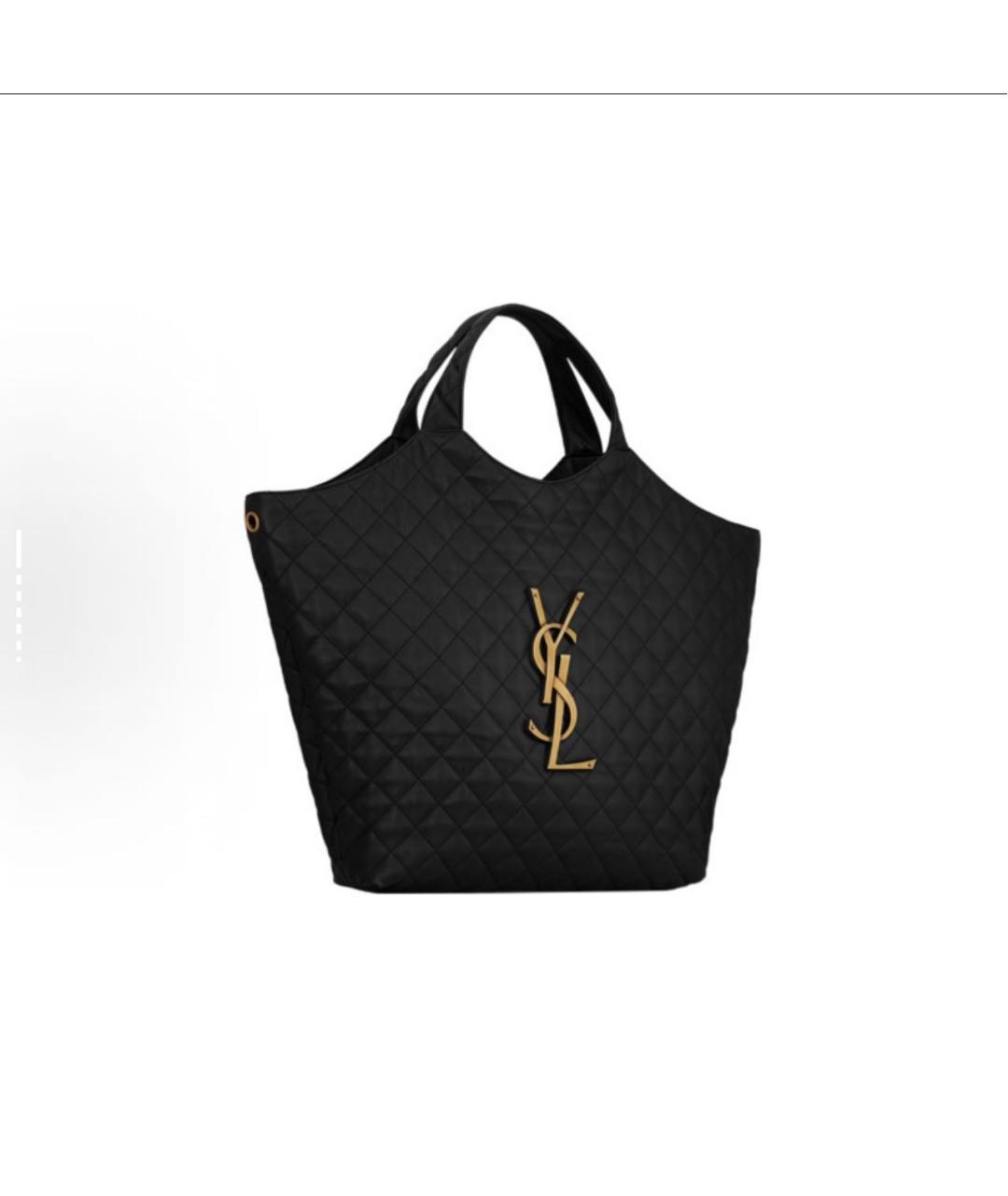 SAINT LAURENT Черная кожаная сумка тоут, фото 2