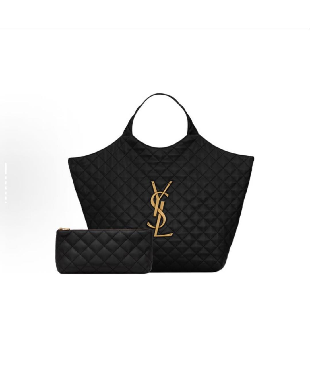 SAINT LAURENT Черная кожаная сумка тоут, фото 3