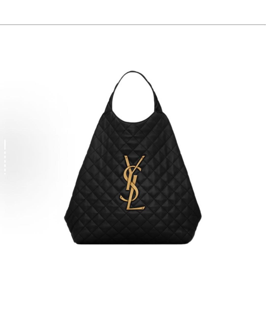 SAINT LAURENT Черная кожаная сумка тоут, фото 4