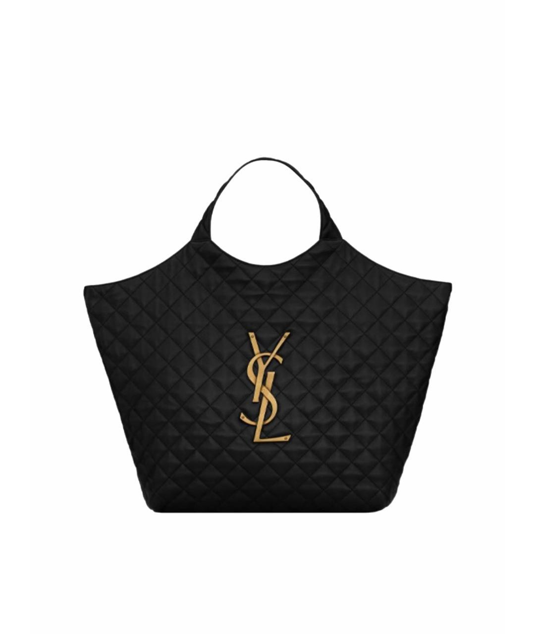 SAINT LAURENT Черная кожаная сумка тоут, фото 1