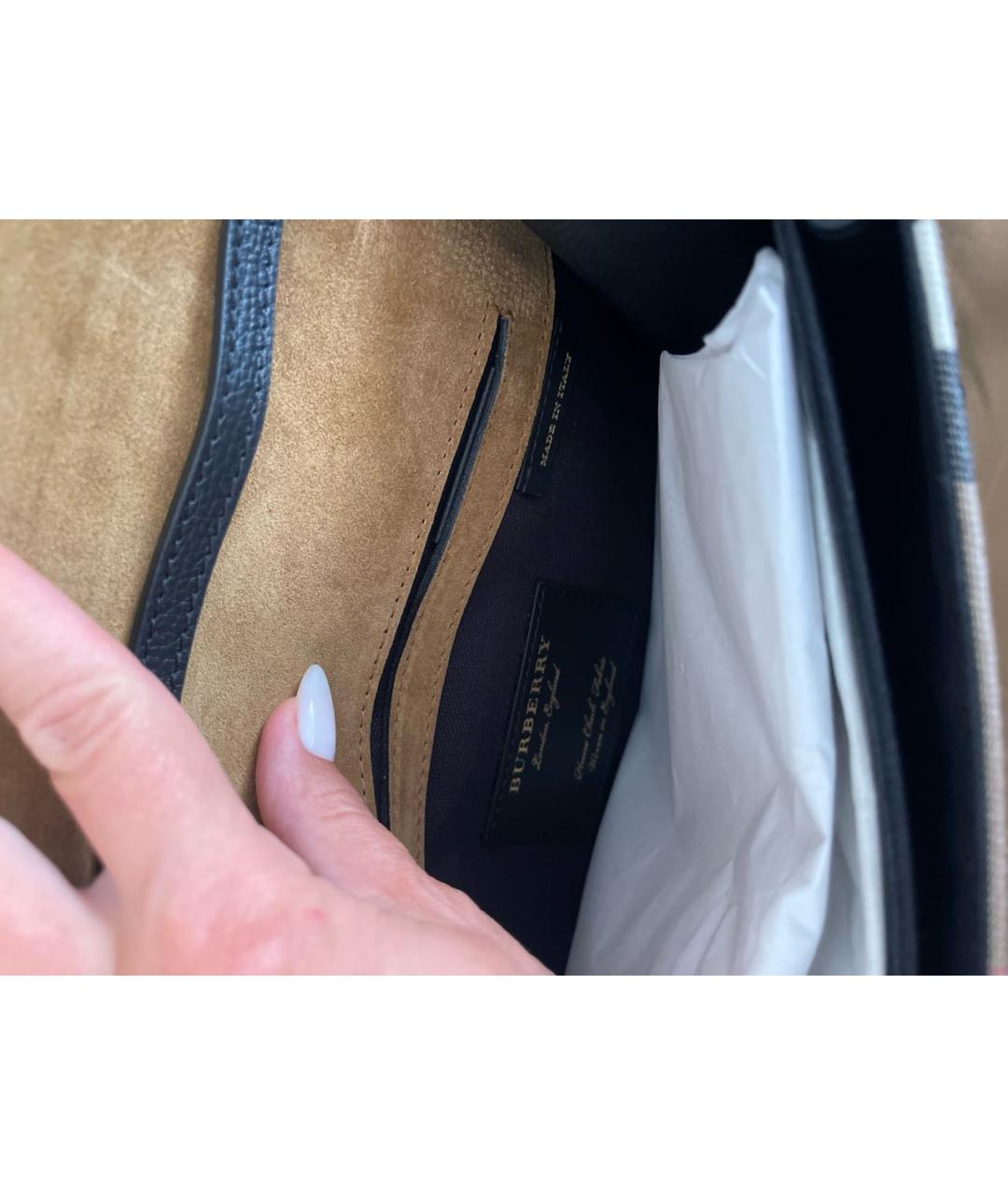 BURBERRY Черная кожаная сумка через плечо, фото 8