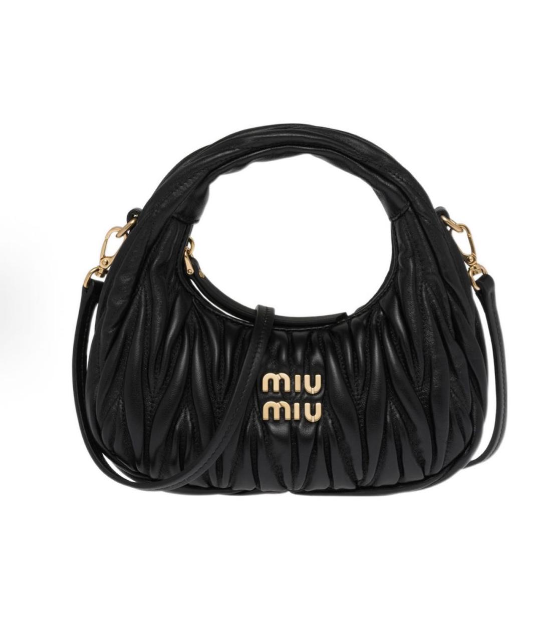 MIU MIU Черная кожаная сумка с короткими ручками, фото 2