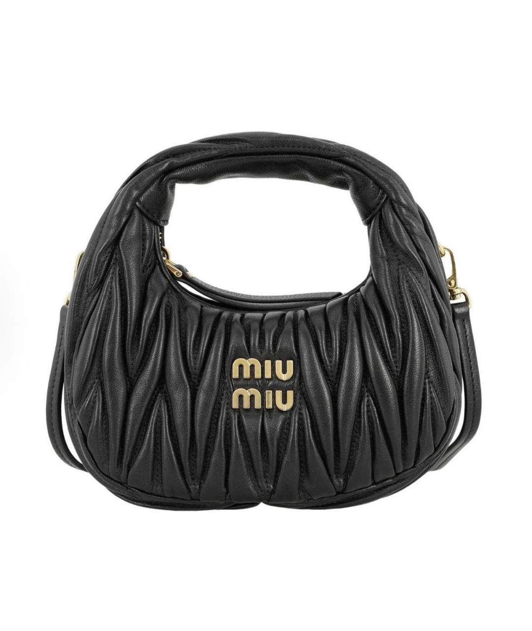 MIU MIU Черная кожаная сумка с короткими ручками, фото 1
