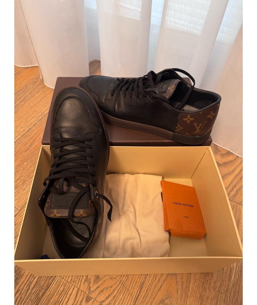 LOUIS VUITTON Черные кожаные низкие кроссовки / кеды, фото 2