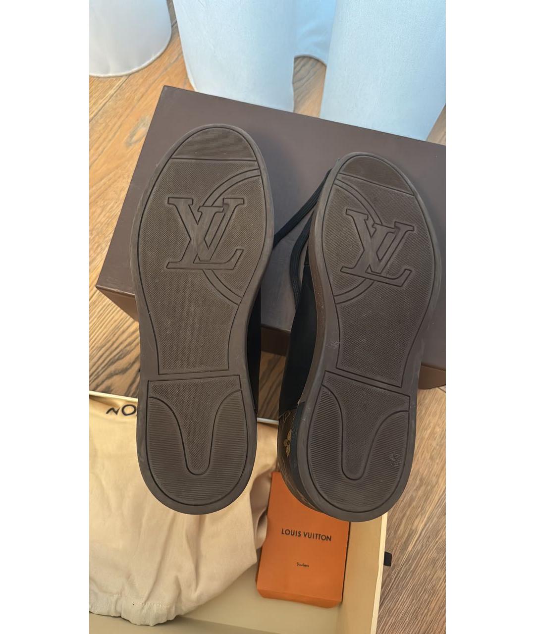 LOUIS VUITTON Черные кожаные низкие кроссовки / кеды, фото 3