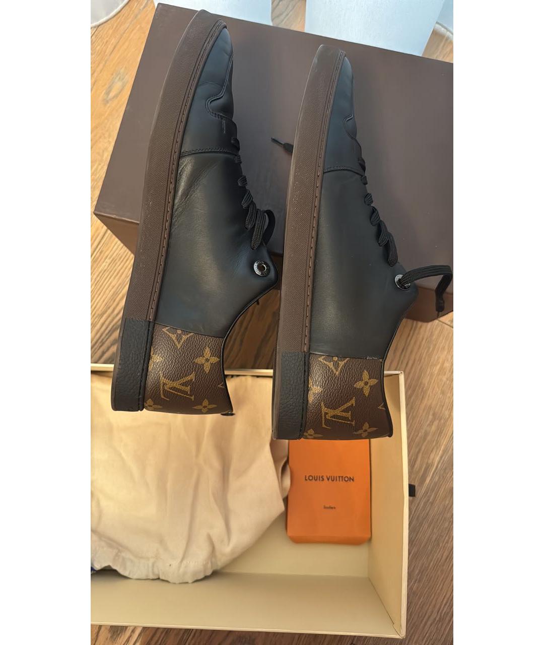 LOUIS VUITTON Черные кожаные низкие кроссовки / кеды, фото 4
