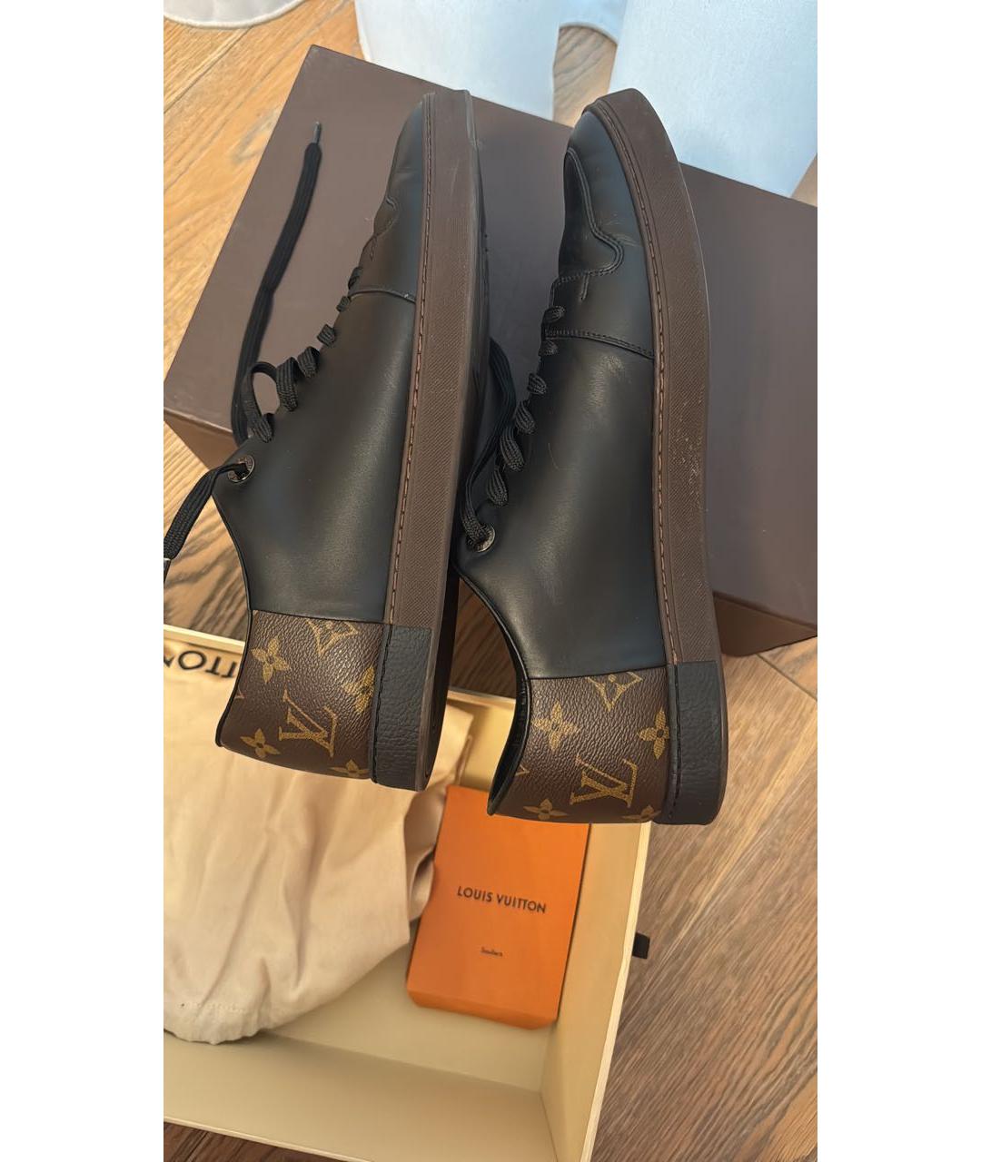 LOUIS VUITTON Черные кожаные низкие кроссовки / кеды, фото 5