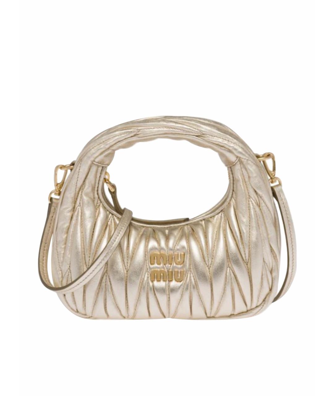 MIU MIU Золотая кожаная сумка с короткими ручками, фото 1