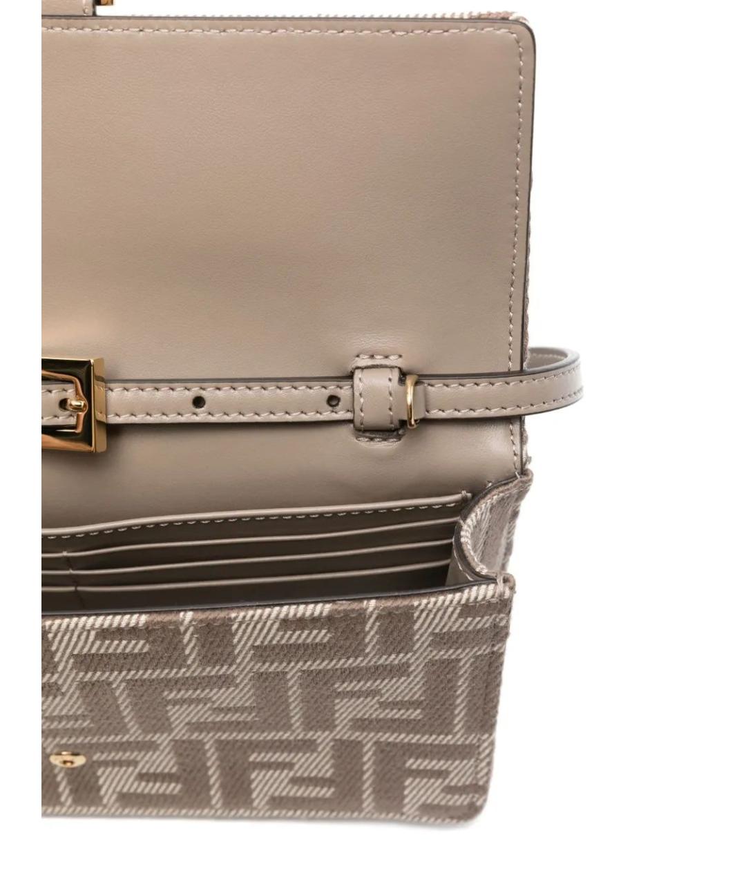 FENDI Бежевый кожаный кошелек, фото 5