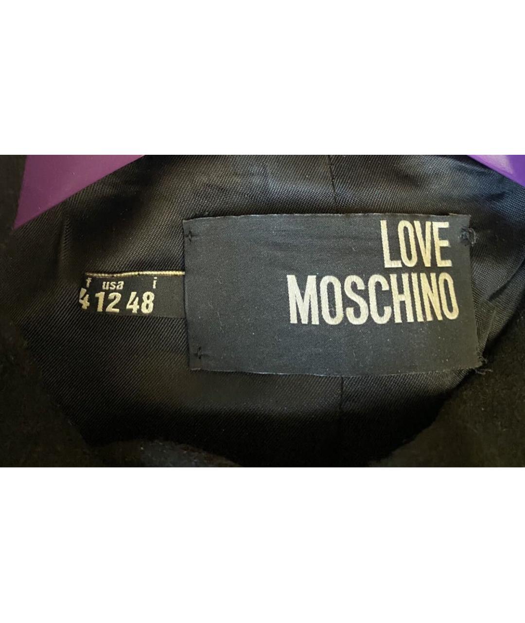 LOVE MOSCHINO Черное шерстяное пальто, фото 3