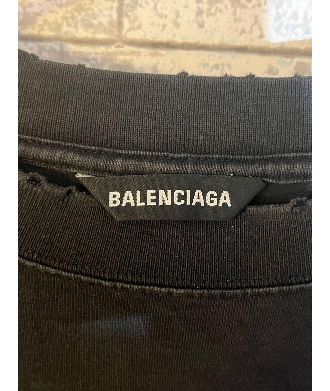 BALENCIAGA Черная хлопковая футболка, фото 3
