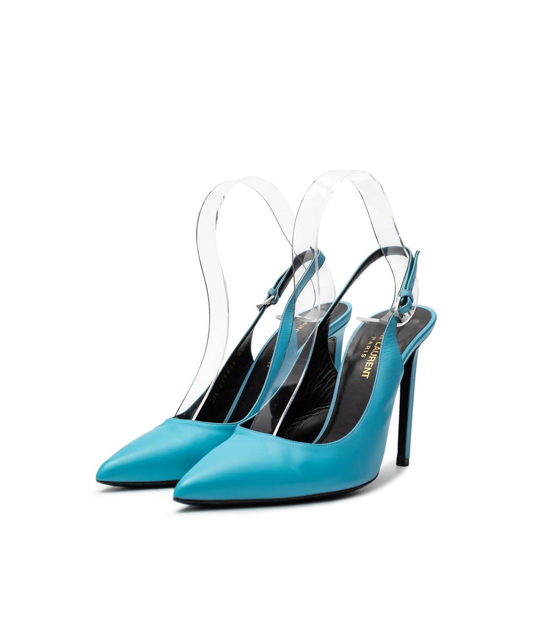 SAINT LAURENT Голубые кожаные туфли, фото 2