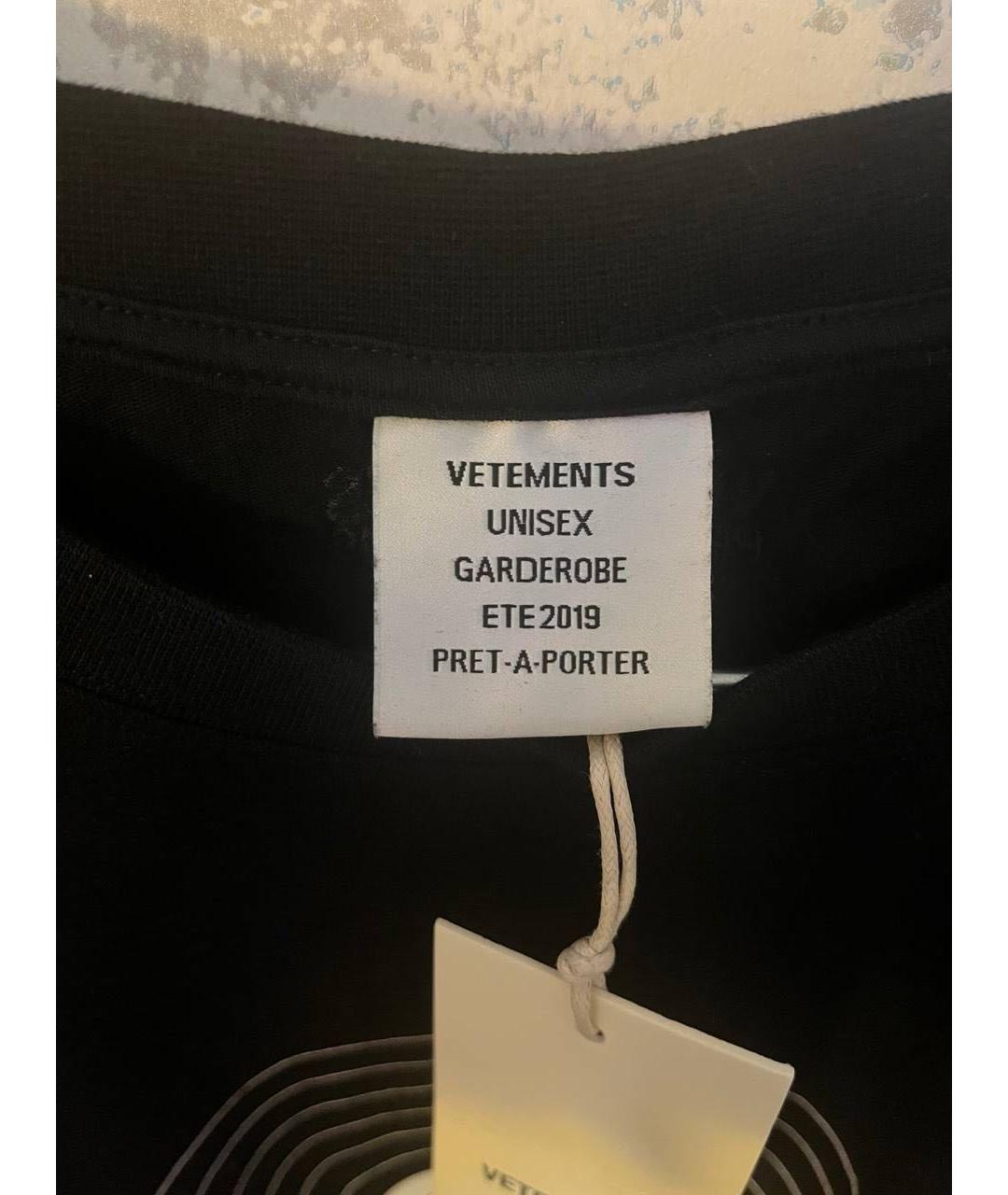VETEMENTS Черная хлопковая футболка, фото 4