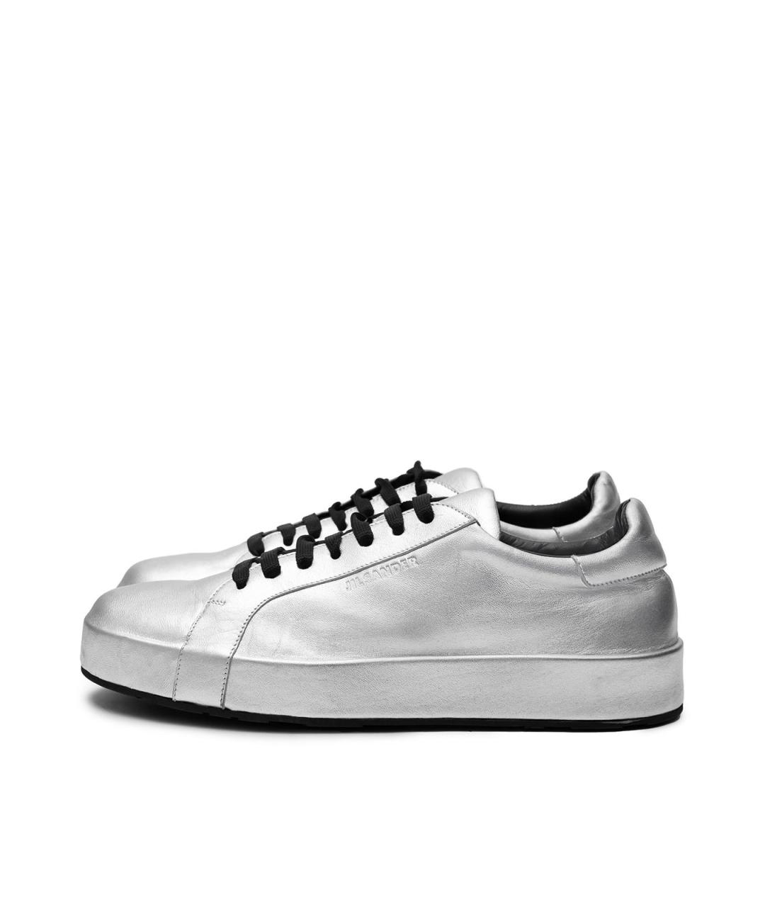 JIL SANDER Серебряные кожаные кеды, фото 2