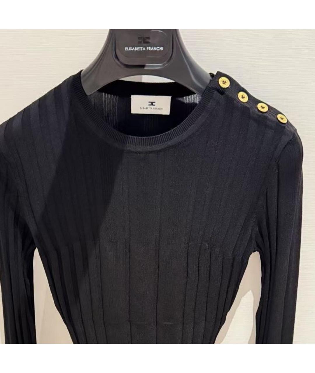 ELISABETTA FRANCHI Черное вискозное повседневное платье, фото 3