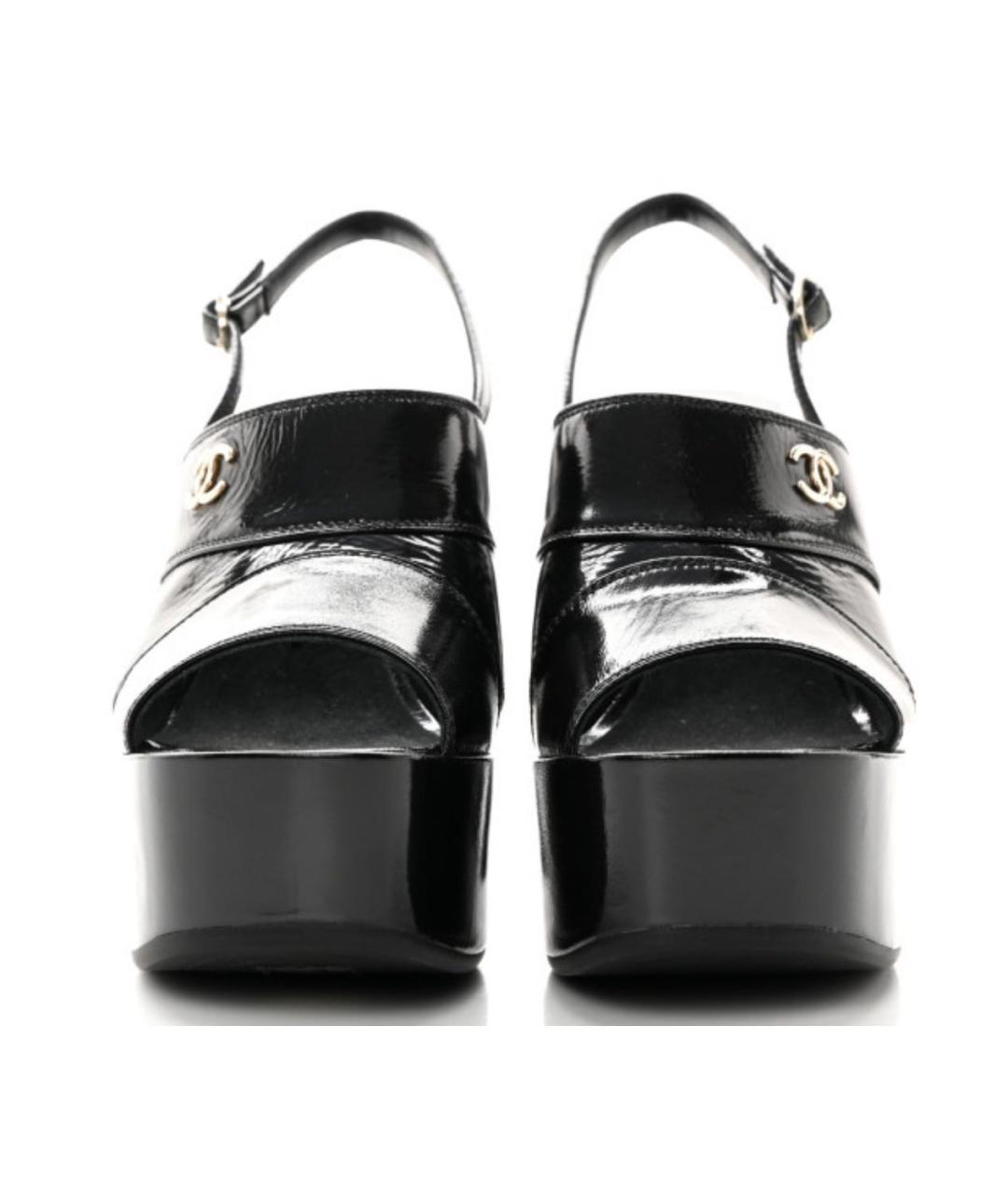 CHANEL Черные кожаные босоножки, фото 2