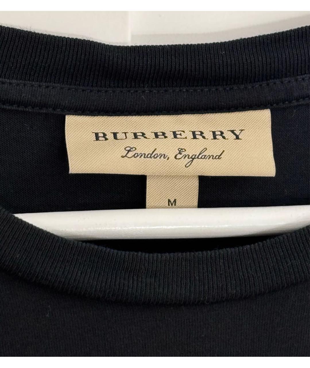 BURBERRY Черная хлопковая футболка, фото 4