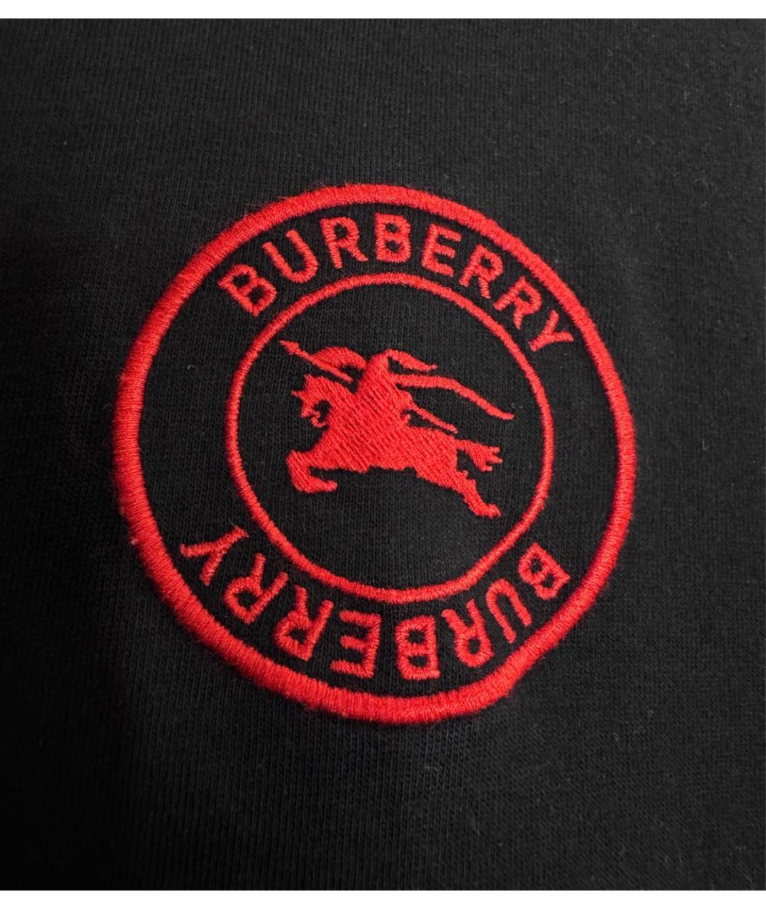 BURBERRY Черная хлопковая футболка, фото 3