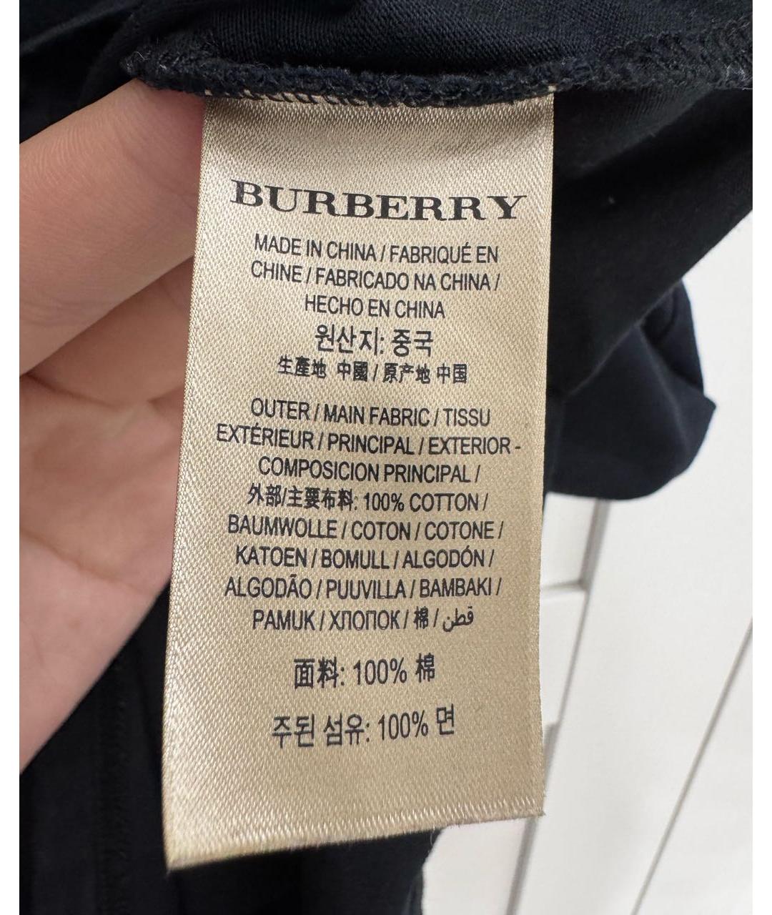 BURBERRY Черная хлопковая футболка, фото 5