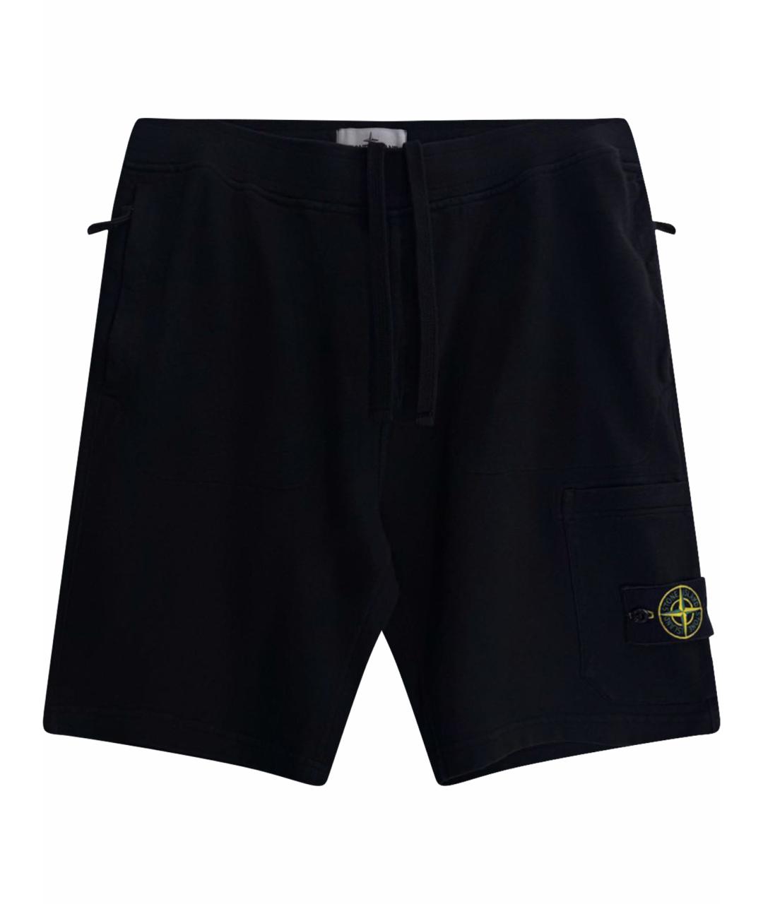 STONE ISLAND Черные хлопковые шорты, фото 1