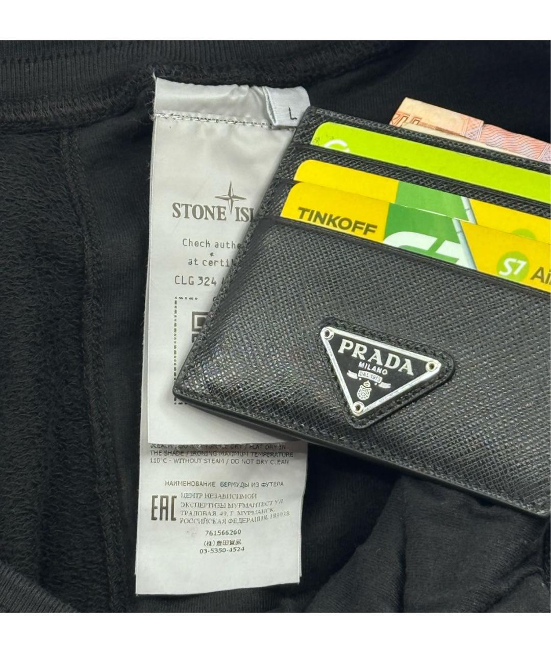 STONE ISLAND Черные хлопковые шорты, фото 5