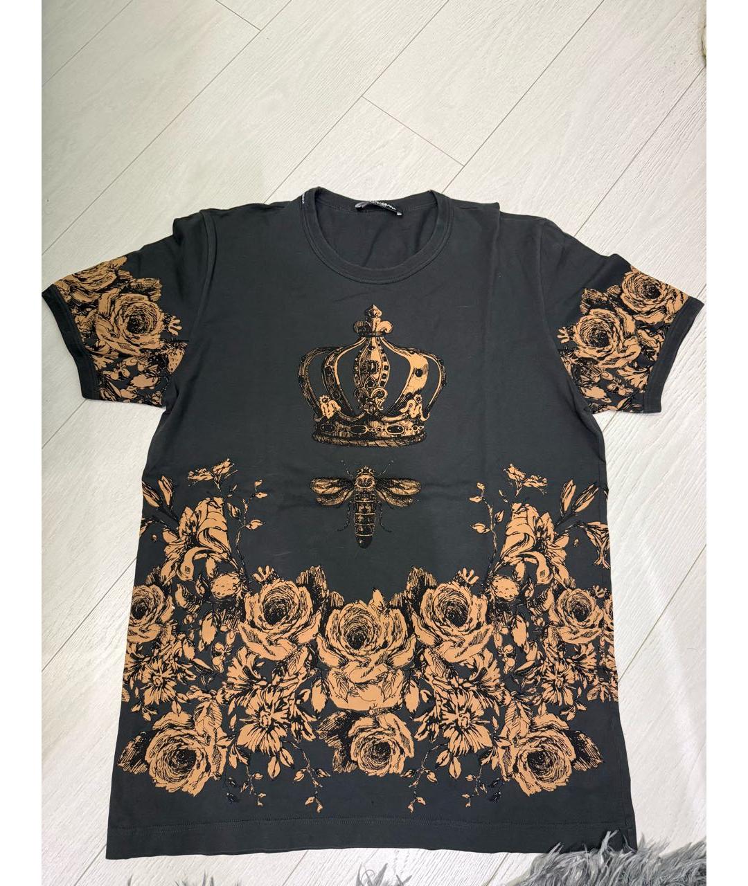 DOLCE&GABBANA Черная хлопковая футболка, фото 4