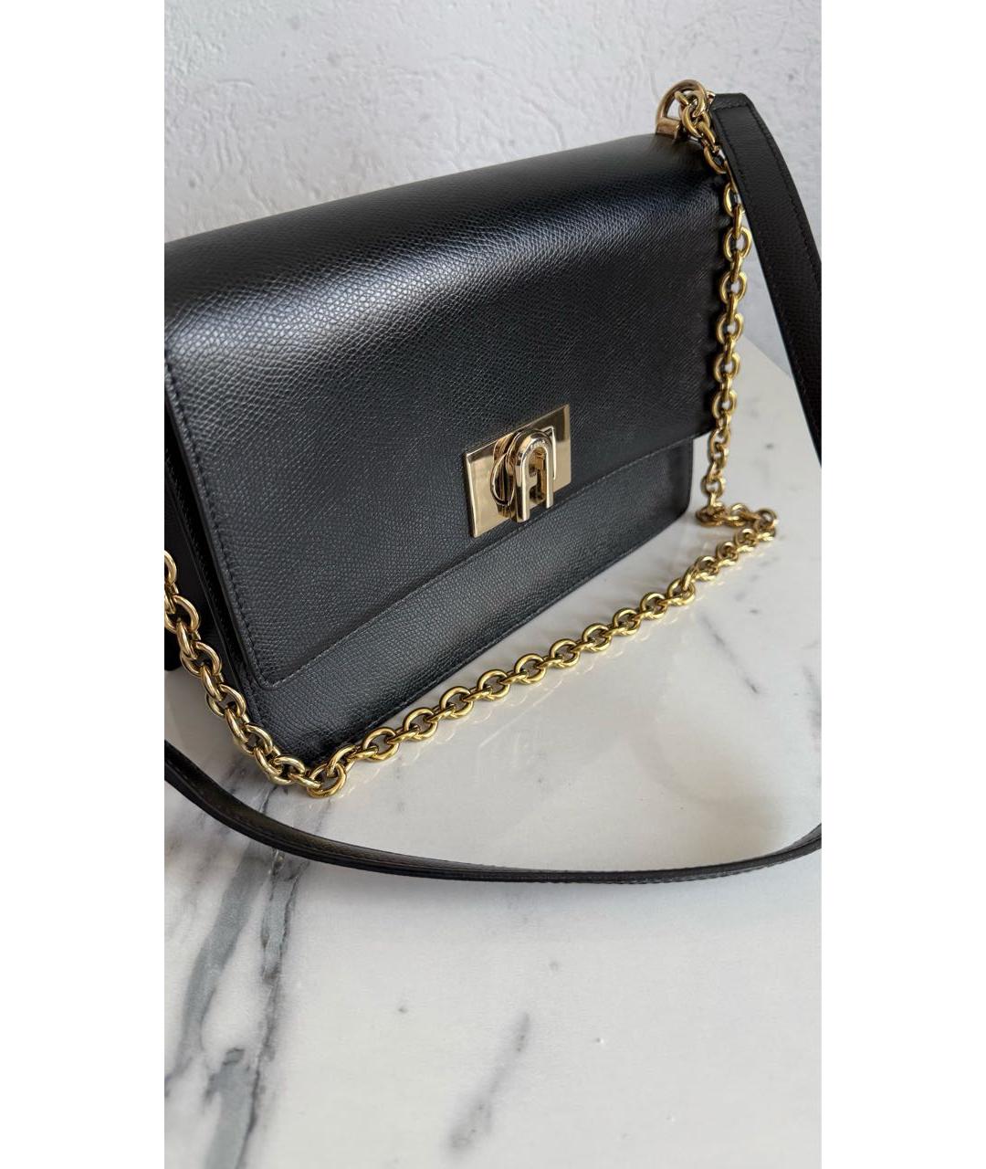 FURLA Черная кожаная сумка через плечо, фото 5
