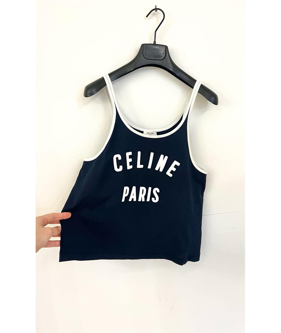 CELINE Темно-синяя хлопковая майка, фото 3