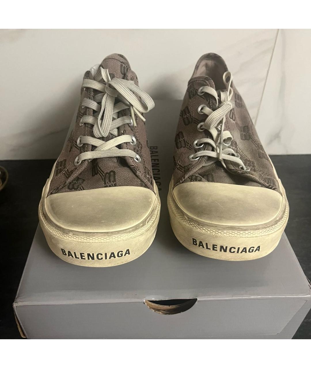 BALENCIAGA Бежевые текстильные низкие кроссовки / кеды, фото 2