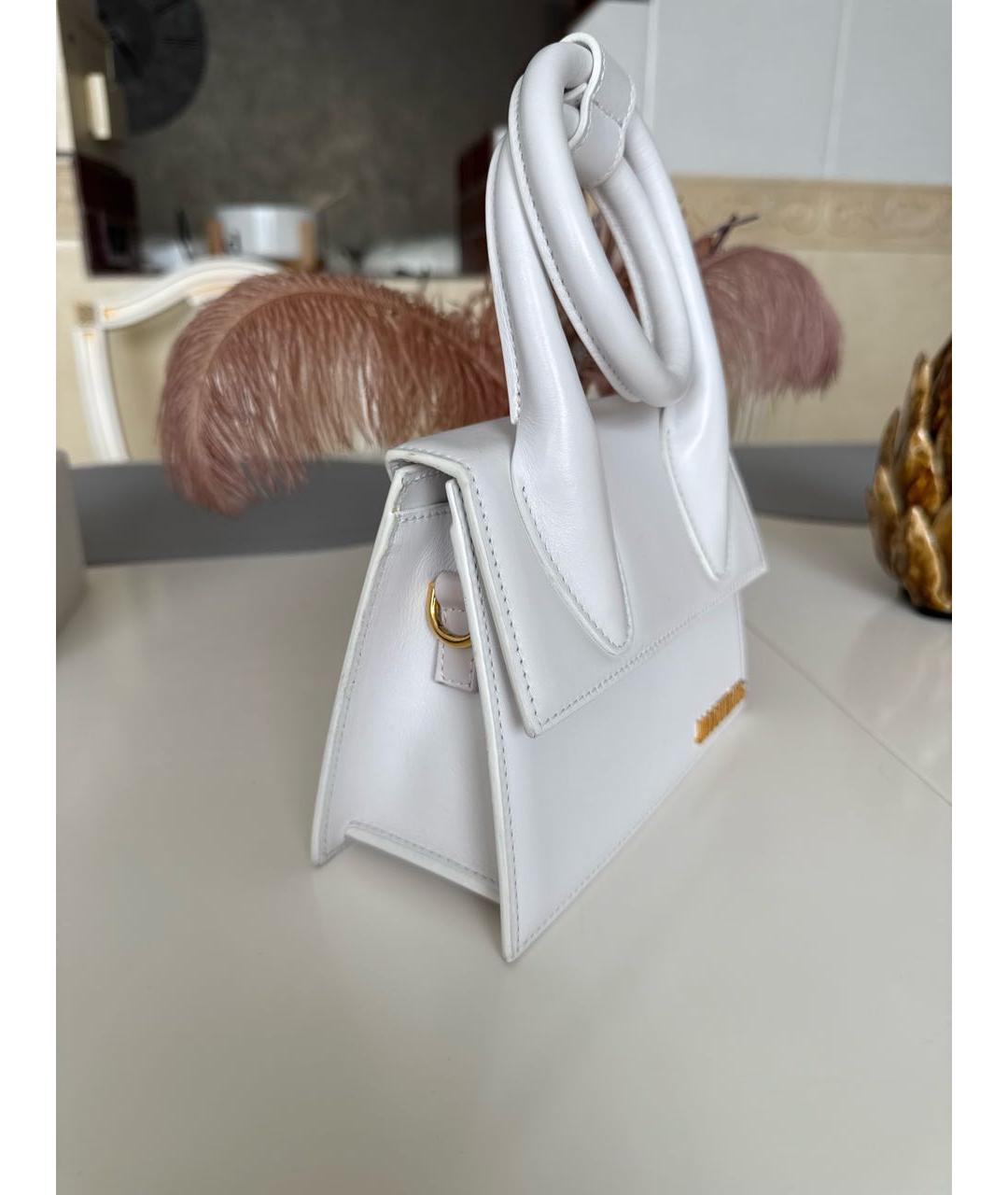 JACQUEMUS Белая кожаная сумка с короткими ручками, фото 2