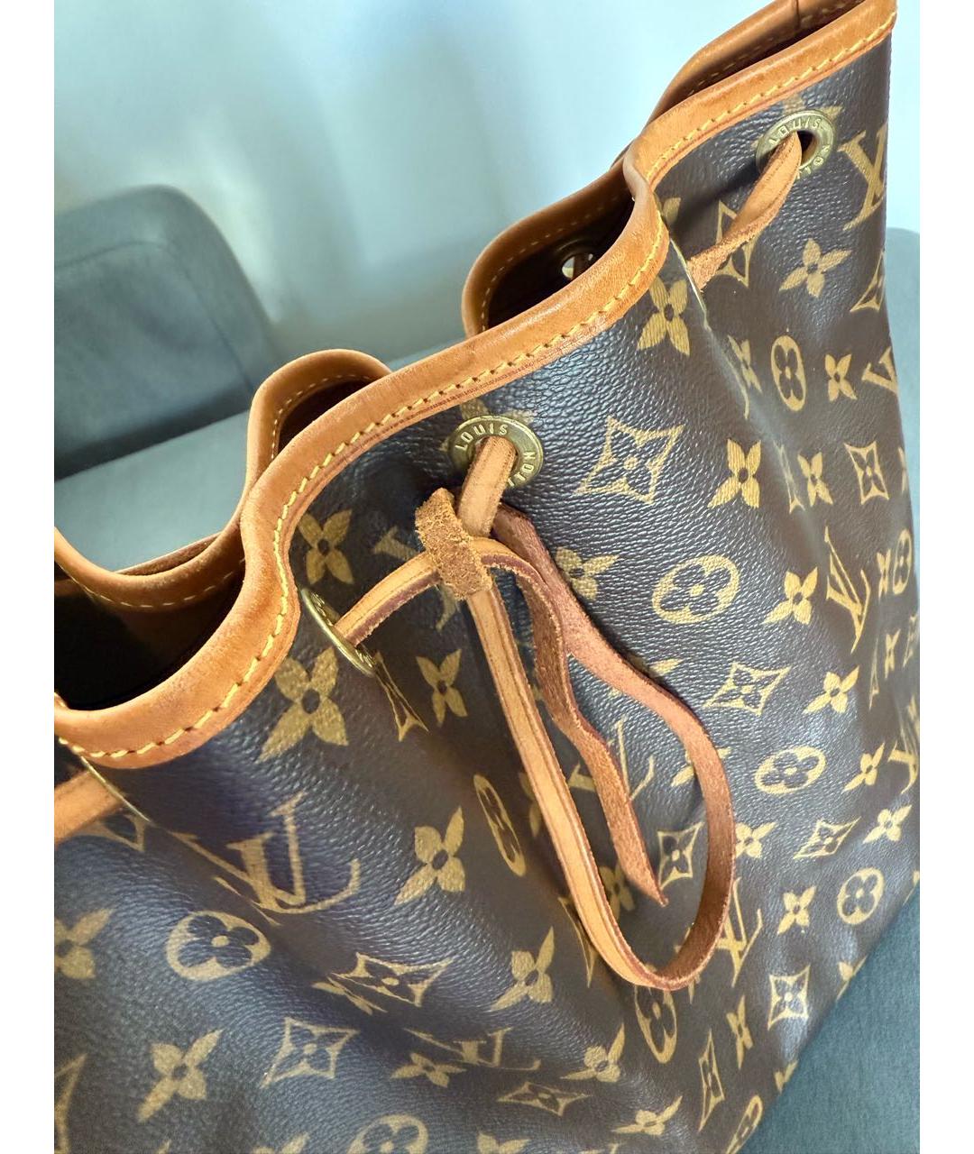LOUIS VUITTON Коричневая кожаная сумка тоут, фото 3