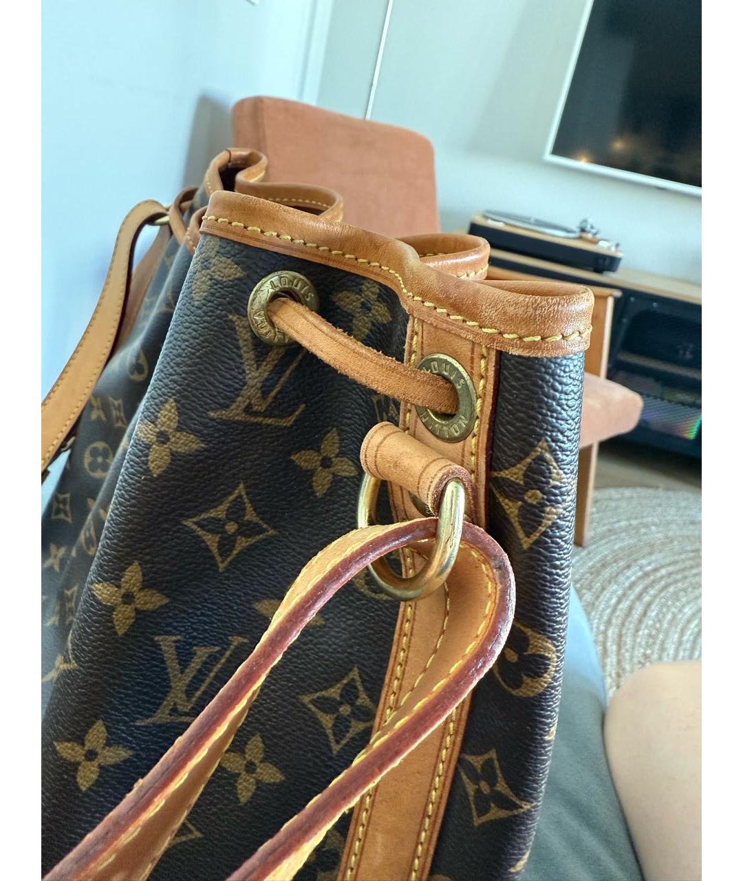 LOUIS VUITTON Коричневая кожаная сумка тоут, фото 7