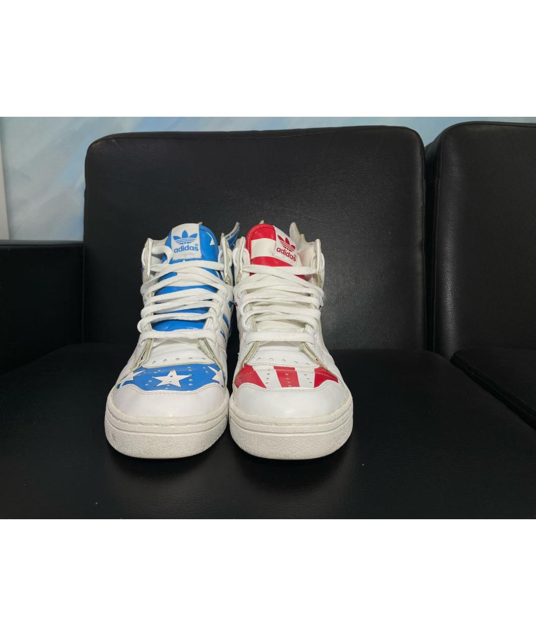 ADIDAS Белые кожаные высокие кроссовки / кеды, фото 2
