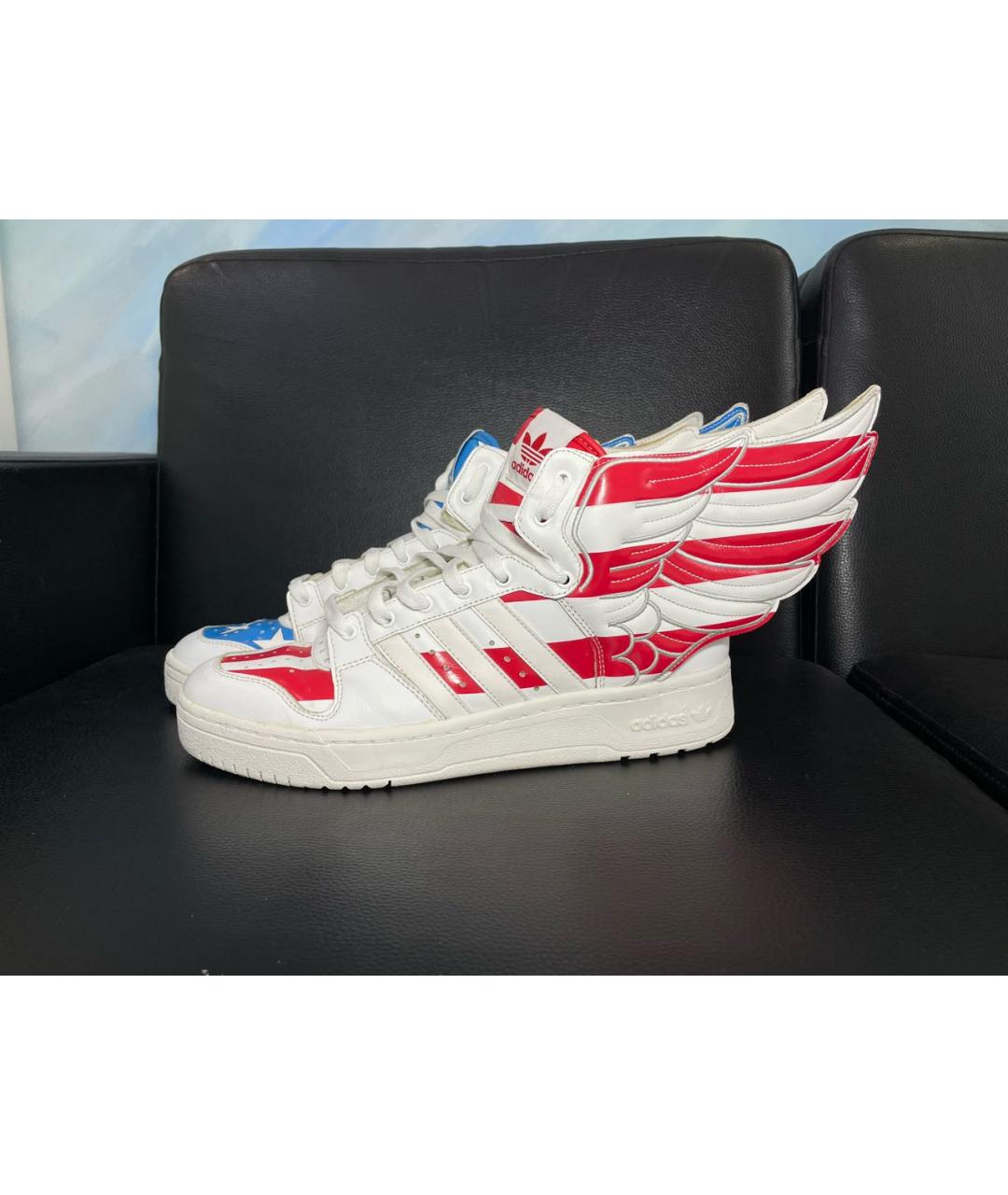 ADIDAS Белые кожаные высокие кроссовки / кеды, фото 7