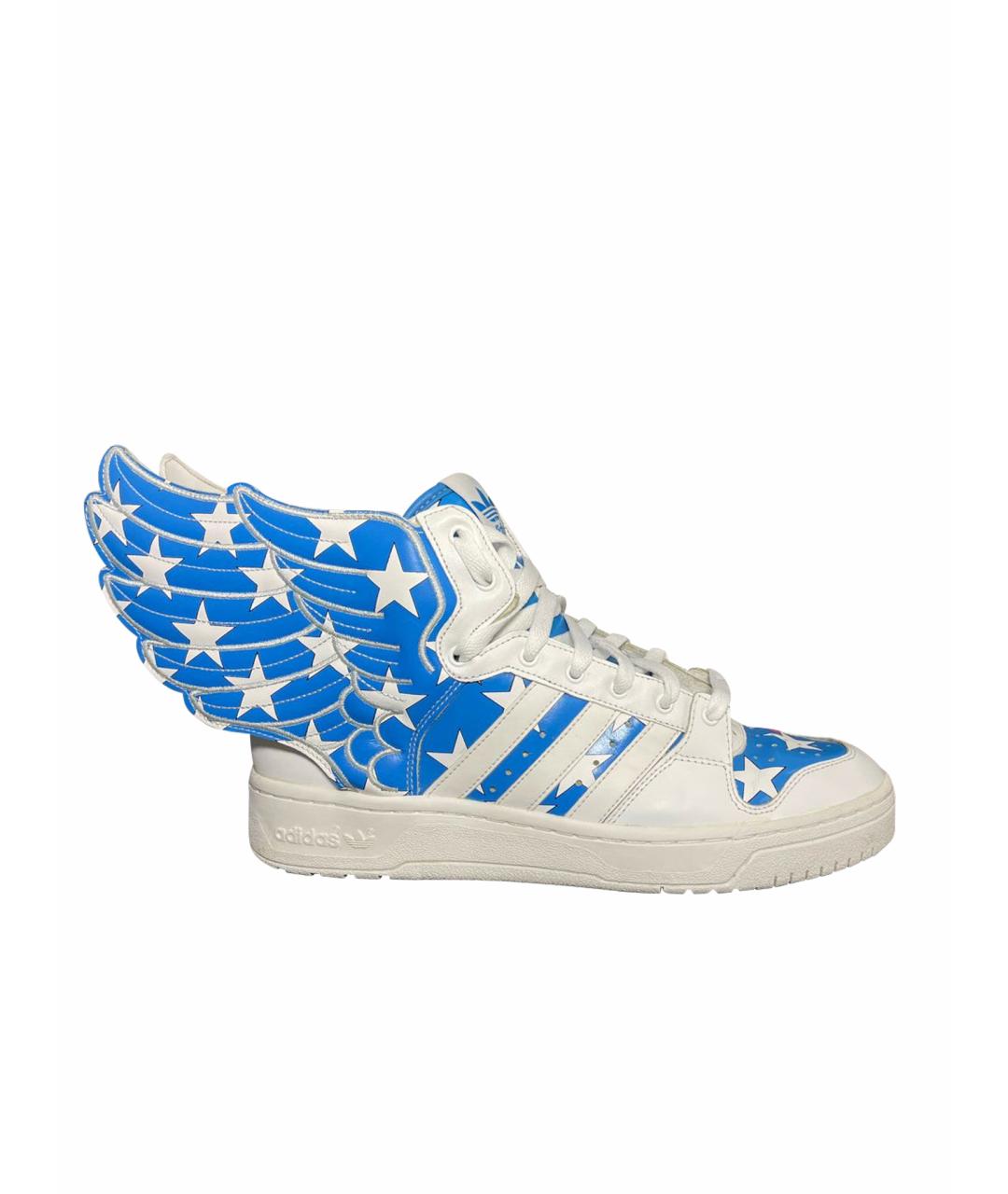 ADIDAS Белые кожаные высокие кроссовки / кеды, фото 1