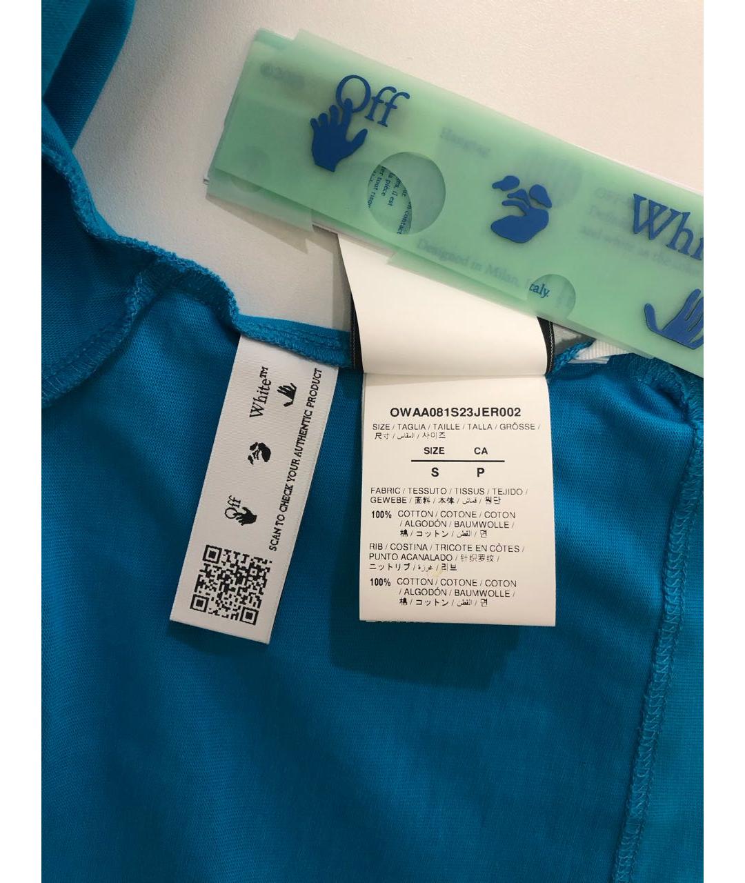 OFF-WHITE Голубая хлопковая футболка, фото 5