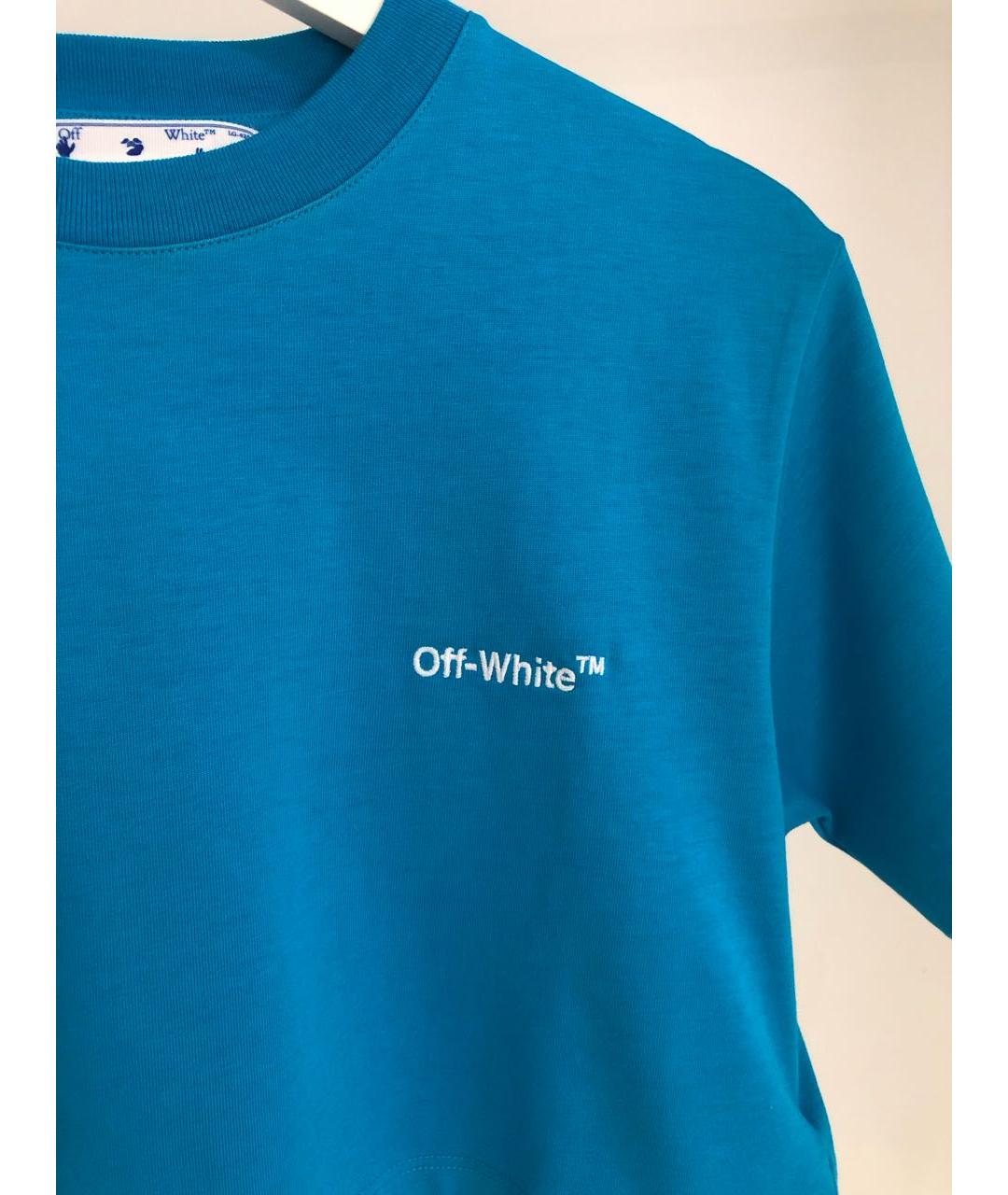 OFF-WHITE Голубая хлопковая футболка, фото 4