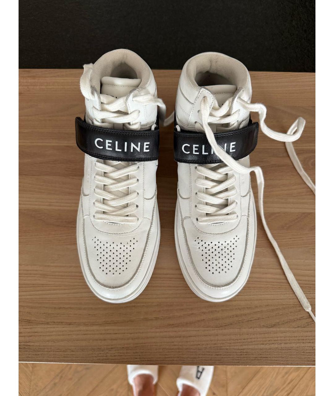 CELINE Белые кожаные кроссовки, фото 2