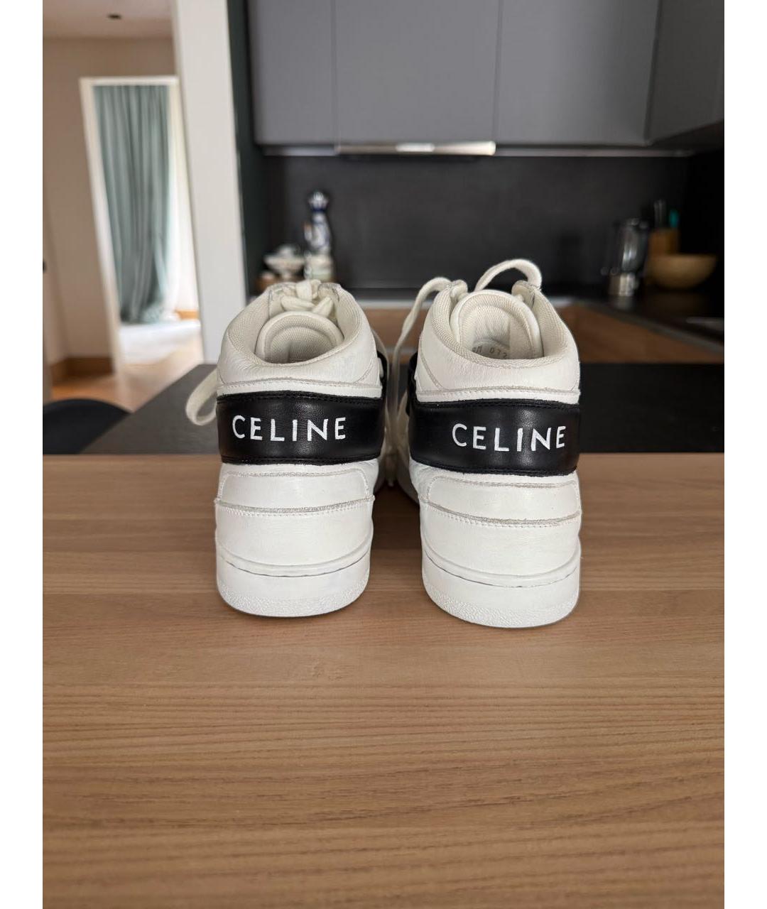 CELINE Белые кожаные кроссовки, фото 4