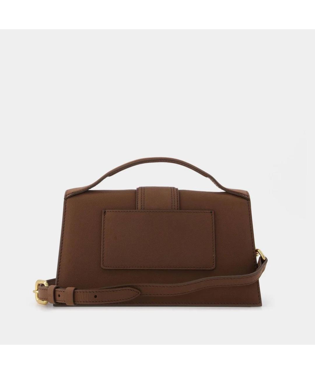 JACQUEMUS Коричневая кожаная сумка с короткими ручками, фото 4
