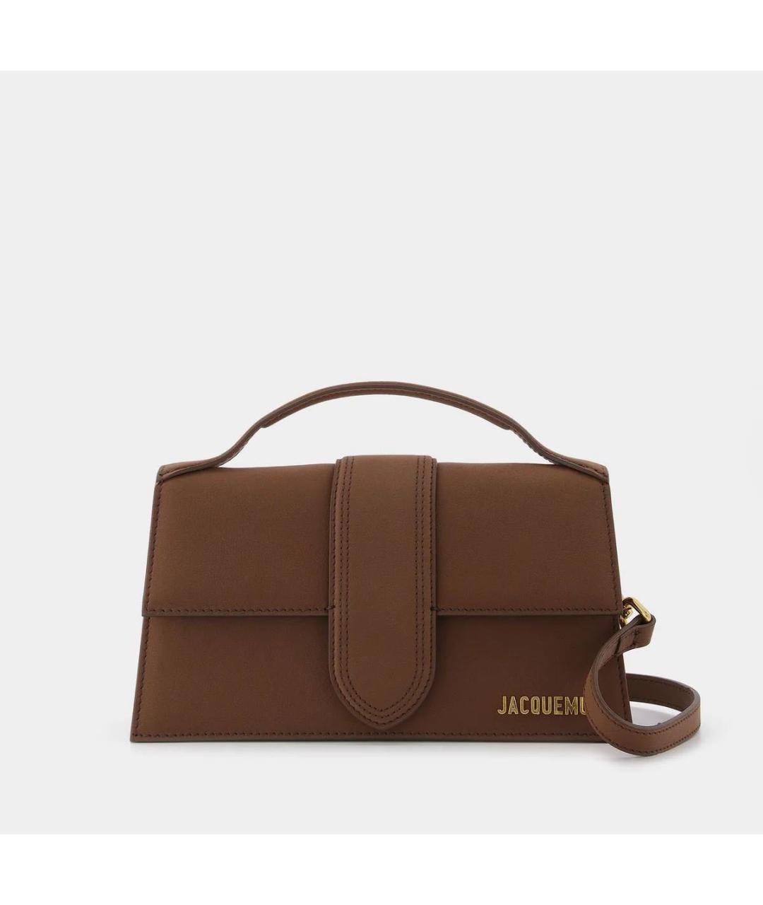 JACQUEMUS Коричневая кожаная сумка с короткими ручками, фото 6